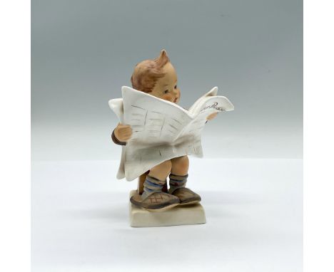 Hand painted figure of a seated boy reading newspaper. Goebel backstamp. Issued: 20th centuryDimensions: 3.75"L x 3"W x 5.25"
