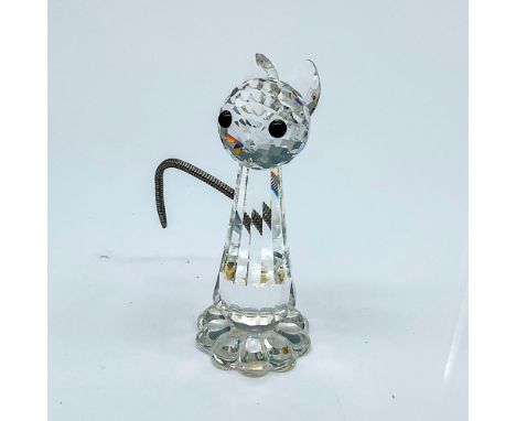 Lead crystal made from clear crystal with silver-tone metal floppy tail and jet crystal eyes. Swarovski etched backstamp. Thi