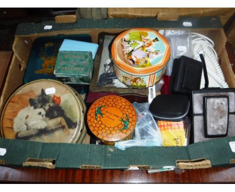 A COLLECTION OF VINTAGE TINS,  a folding Polaroid camera and sundries