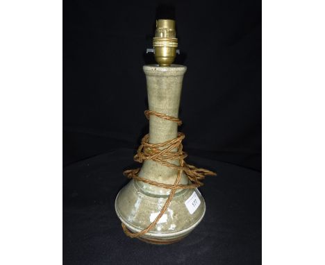 RICHARD BATTERHAM: A STONEWARE LAMP with celadon glaze