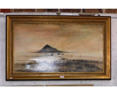 R STANDISH-SWEENEY: A view of St Michaels Mount, oil on canvas
