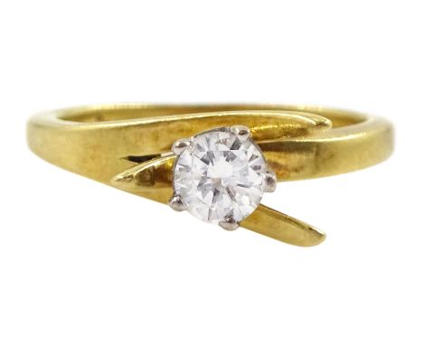 18ct gold round brilliant cut diamond ring, diamond approx 0.30 caratCondition Report:Approx 3.75gm, tested 18ct, size J-K, d