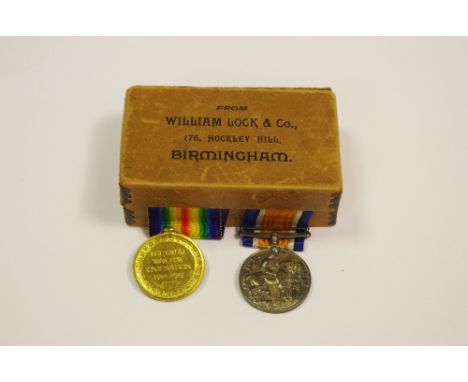 WWI - George V medals presented to '29478 PTE. T. Church Linc. R' with ribbons in William Lock &amp; Co. Birmingham presentat