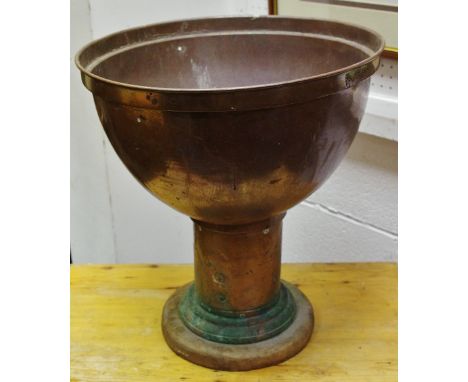 Industrial salvage - a copper incubation lamp converted to a jardiniere.