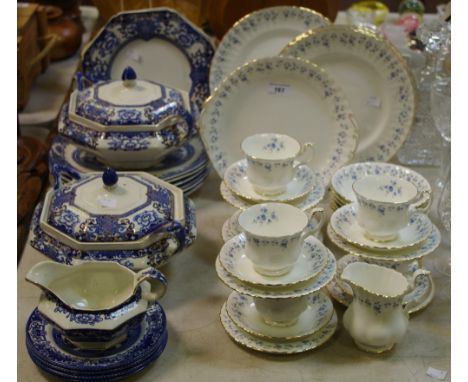 A Royal Albert Memory Lane pattern part tea &amp; dinner service comprising side plates, teacups &amp; saucers, milk jug, san