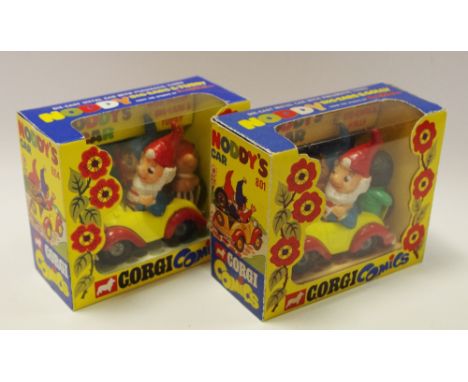 A Corgi Comics no. 801 Noddy, Big Ears &amp; Golly car, reproduction box; another no.804 Noddy, Big Ears &amp; Tubby, reprodu