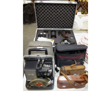 Photography - a Kodak A116 folding camera (cased) A no 2 folding autographic Brownie (cased) A Bell and Howell super auto loa