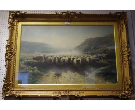 Farquarson,  after, Leaving the Hills, coloured print, gilt fame