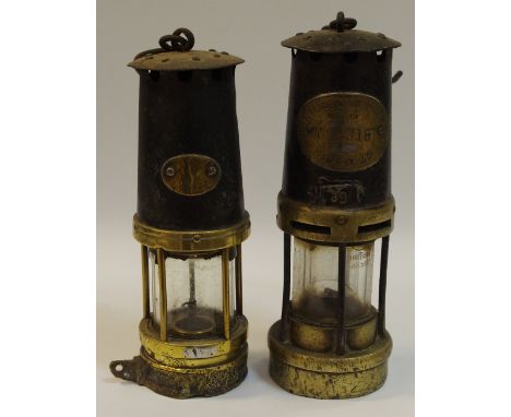 A Thomas &amp; Williams Aberdaire miner's safety lamp; another (2)