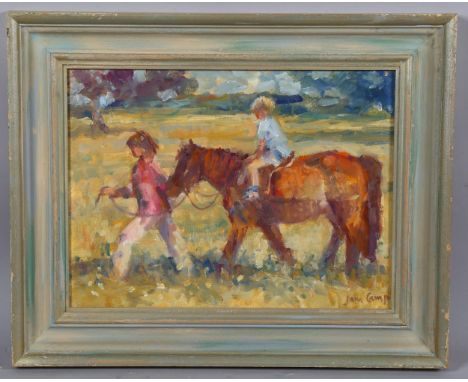 Jane Camp, first lesson, oil on board, signed, 30cm x 40cm, framedGood condition 