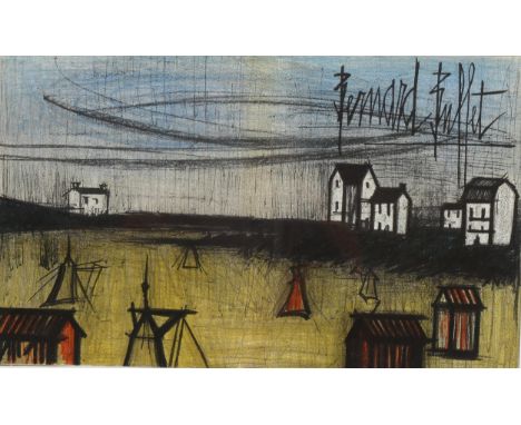 Bernard Buffet, la petite plage, lithograph 1967, Sorlier no. 101, 32cm x 51cm, framedGood condition with original centre fol