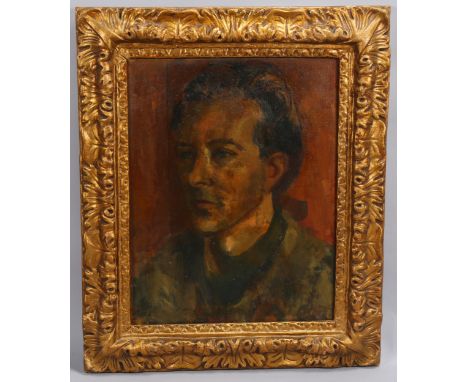 Manner of Duncan Grant, mid-20th century portrait of a man, oil on canvas, unsigned, 51cm x 40cm, framedNo canvas damage patc