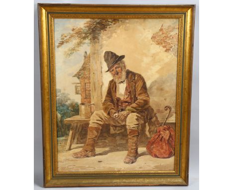Joseph Barnes (active 1867 - 1887), portrait of a man, watercolour, signed, 70cm x 53cm, framedSlight paper discolouration 