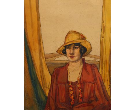 Roger Bland, portrait of a woman, watercolour, inscribed verso, 51cm x 40cm, framedNo glass, slightly dirty condition with a 