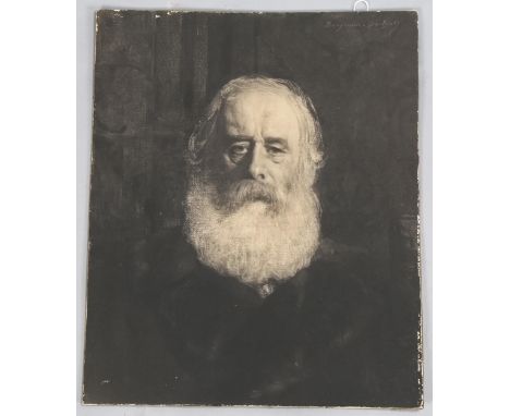 After Frederick Hollyer, portrait of Jean-Joseph Benjamin-Constant, photographic print on card with photographer's stamp vers