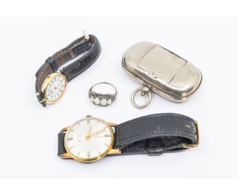 A gents vintage gold plated Limit wristwatch, comprising a round silvered dial with applied baton markers, case with approx 3