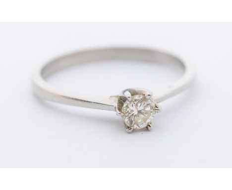 A diamond and 18ct white gold solitaire ring, claw set round brilliant cut diamond approx 0.20ct, size N1/2, total gross weig