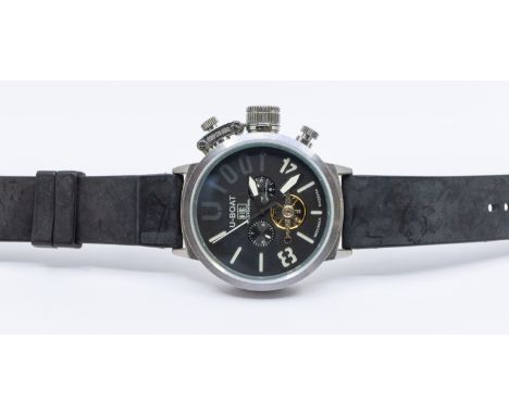 U-Boat Italo Fontana- a gentleman's steel cased wristwatch, comprising a round signed black dial with baton markers and hands