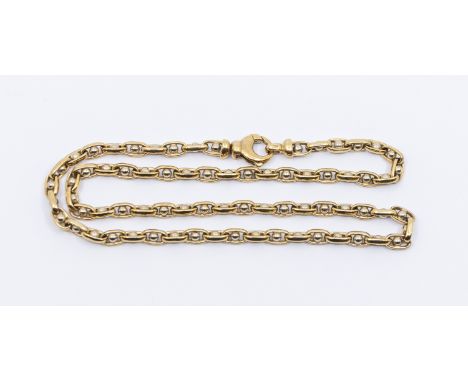 A 9ct gold fancy roller ball chain, width approx 4mm, length approx 47cm, weight approx 18.8gms   Further details: clasp work