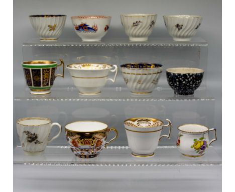 A small collection of 19th century tea cups, tea bowls and coffee cups, mostly Spode, in various patterns. Condition: wear to