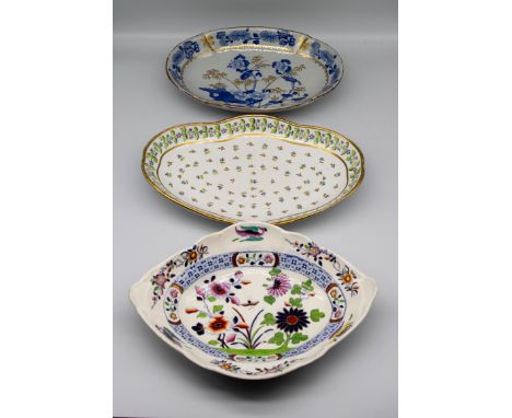 A collection of 19th century English porcelain dishes, mostly Spode, various patterns and shapes. Condition: some wear to gil