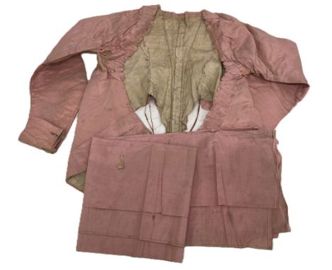 A pink silk/taffeta 1840s/50s Victorian bodice which was probably a ballgown bodice, this item is worn in places (one underar