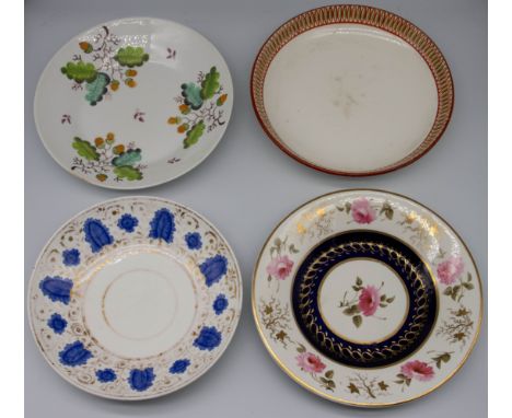 A collection of 19th century English porcelain plates, mostly Spode, various patterns. Condition: some wear to gilding, some 