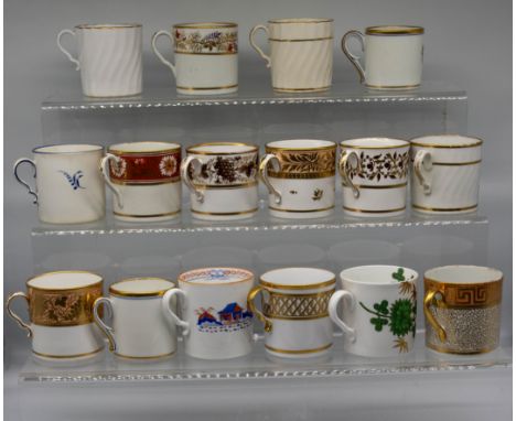 Collection of 19th century coffee cans, mostly Spode, various patterns. Average size 6cm high. Condition: some wear to gildin