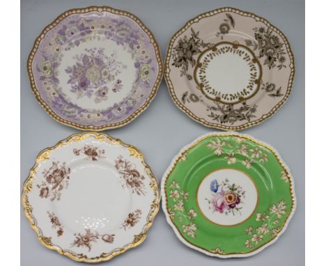 A collection of 19th century English porcelain plates, mostly Spode, various patterns. Condition: some wear to gilding, some 