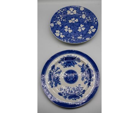 Six 19th century Spode blue and white transfer-printed plates, various patterns, size 24-26cm diameter. Condition: some wear 