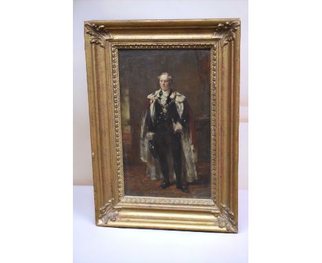 Full length portrait in oil on board of Sir James Bain (1817-1898), Lord Provost of Glasgow, by Sir Daniel Macnee (1816-1882)