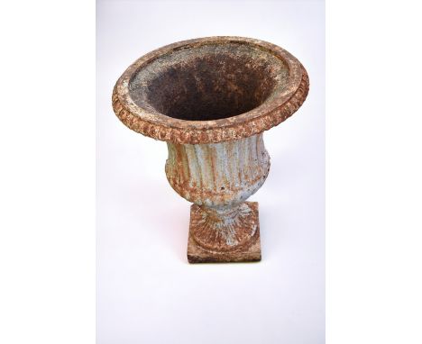 A 20th century cast iron classical ornate garden/patio urn