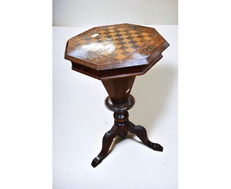 &nbsp;A sewing table with chessboard top.