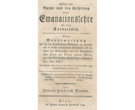   Kleuker,J.F.Kleuker,J.F. Ueber die Natur und den Ursprung der Emanationslehre bei den K  Kleuker,J.F.    Kleuker,J.F.   Ueb