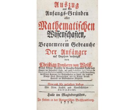   Wolff,C.F.v.Wolff,C.F.v. Auszug aus den Anfangs-Gründen aller Mathematischen Wissensch  Wolff,C.F.v.    Wolff,C.F.v.   Ausz