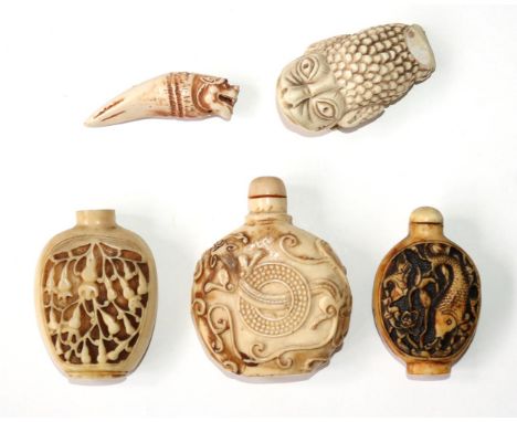   Snuff Bottle China.Snuff Bottle China. 6 Snuffbottles, 1 kleines Gefäß in Unkenform u  Snuff Bottle China.    Snuff Bottle 