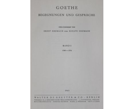   Goethe,J.W.v.Goethe,J.W.v. Begegnungen und Gespräche. 5 Bde. Hrsg. v. E. u. R. Grumach  Goethe,J.W.v.    Goethe,J.W.v.   Be