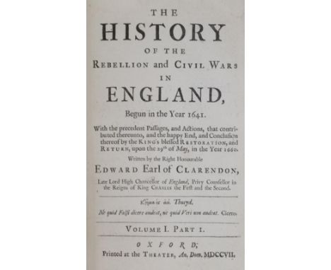   Clarendon,E.of.Clarendon,E.of. The History of the Rebellion and Civil Wars in England.  Clarendon,E.of.    Clarendon,E.of. 