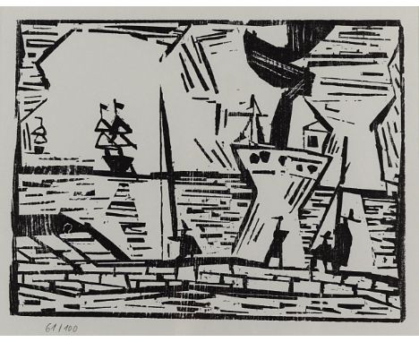   Feininger, LyonelFeininger, Lyonel (1871 New York 1956). Zug auf der Brücke. Locomotiv  Feininger, Lyonel    Feininger, Lyo