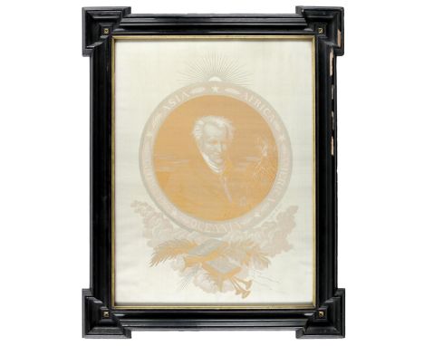   Humboldt,A.v.Humboldt,A.v. Portrait des A.v.Humboldt in kreisförmigem Medaillon. Gewob  Humboldt,A.v.    Humboldt,A.v.   Po