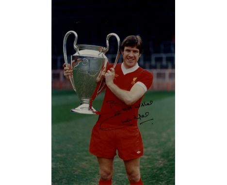 HUGHES EMLYN: (1947-2004) English Footballer, Captain of the England national team and Liverpool. Signed colour 8 x 12 photog