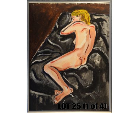 A set of 4 nude studies by Chrissie Howden - Original oil on canvas and sketch, each framed to 30cm x 40cm