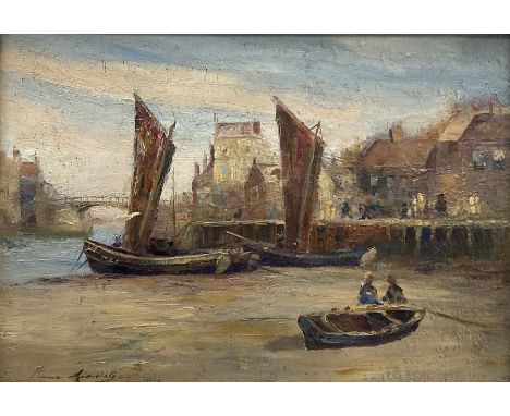 Horace Middleton (British exh.1902-1919): 'Whitby Harbour at Low Tide', oil on board signed, titled verso 24cm x 34cmConditio
