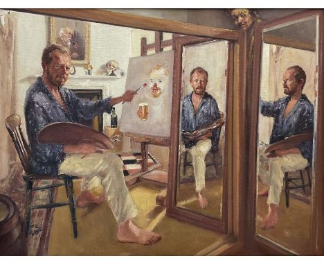 Neil Tyler (British 1945-): 'Yours Truly' - artist's self portrait, oil on board signed and dated '95, 74cm x 98cm
Provenance