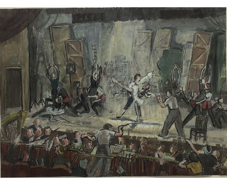 Constance-Anne Parker (British 1921-2016): 'The Rehearsal', composition oil sketch on paper titled unsigned 34cm x 46cmProven
