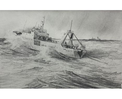 John Steven Dews (British 1949-): Hull Deep Sea Trawler, pencil, signed and inscribed '1980 Amoco Calendar sketch Eleven' ver