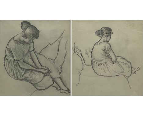 Harold Hope Read (British 1881-1959): Hilda Seated, pair pencil studies unsigned 23cm x 21.5cm (2)Provenance: ex collection o