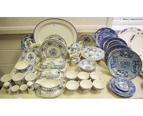 Blue &amp; White - various Copeland Spode cabinet plates; a Johnson Brothers Indies pattern tea and coffee setting