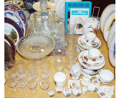Ceramics and glass - a Franco Italian whisky decanter and glasses set; Edwardian drinking glasses; a Royal Worcester Evesham 