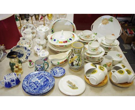 Ceramics - Aynsley vases, teaplates; J&amp;G Meakin teaware; Delft plate; John Wood Toby jug etc.